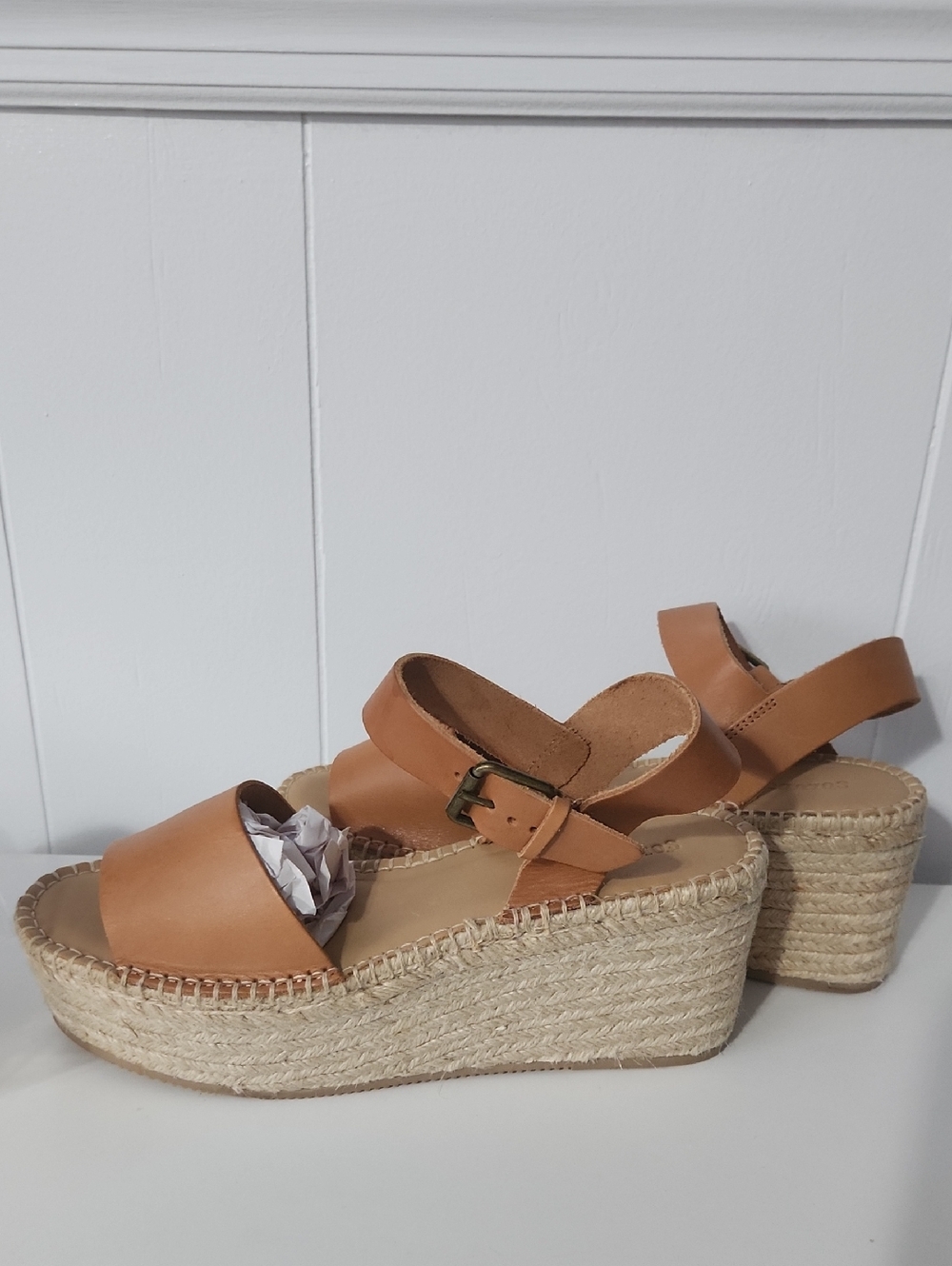 SOLUDOS Women's Tan Espadrille Wedge Sandals SIZE 10 US